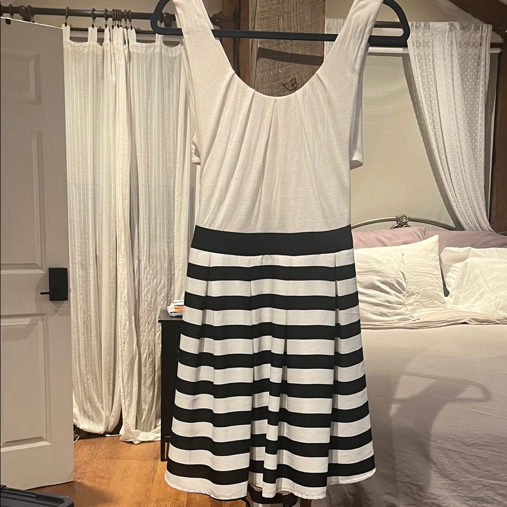 Double Zero Monochrome Striped Mini Dress